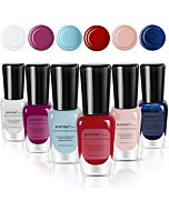 BONTIME Non-Toxic Nail Polish - Easy Peel Off & Quick Dry, Organic Water Based Nail Polish Set for Women,Teens,Kids(6 Colors,0.27 fl oz)