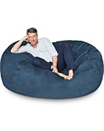 Lumaland Luxury Microsuede Outer Cover for Bean Bags Machine Washable 6-Foot Bean Bag Cover with Inlay in Navy Blue Cover and Inlay ONLY