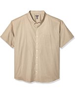 Van Heusen Men's Size Big and Tall Wrinkle Free Short Sleeve Button Down Check Shirt, Aluminum, XX-Large