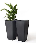 La Jolie Muse Tall Planters 26 Inch, Flower Pot Pack 2, Patio Deck Indoor Outdoor Garden Tree Planters, Black