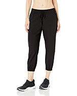 Amazon Essentials Women's Performance Stretch Woven Crop Jogger Pant, Black, Medium