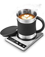 COSORI Coffee Mug Warmer & Mug Set, Beverage Cup Warmer for Desk Home Office Use, Coffee gifts, Electric 24 Watt, Touch Tech & LCD Digital Display, 304 Stainless Steel, 17 oz, Mug lid