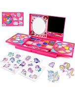 AMOSTING Kids Makeup Kits for Girls,Kids Washable Makeup Kit with Mirror,Girls Play Makeup Princess Toys for Kids,Make Up Toy Cosmetic Kit Gifts for Toddler Kids