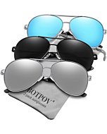 Aviator Sunglasses for Men Women Polarized UV400 Protection Mirrored Lens Metal Frame with Spring Hinges