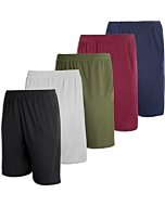 5 Pack: Big Boys Girls Youth Clothing Knit Mesh Active Athletic Performance Basketball Soccer Lacrosse Tennis Exercise Summer Gym Golf Running Teen Running Shorts Quick Dry Fit Knit-Set 1- XS (4/5)