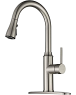 Kitchen Faucet Pull Down-Arofa A01LY Commercial Modern Single Hole Single Handle high arc Stainless Steel Brushed Nickel Kitchen Sink faucets with Pull Out Sprayer