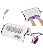 Salmue 3 in 1 Nail Dryer Vacuum Cleaner, Nail Lamp UV Curing Device for Manicure + Dust Extraction Vacuum Fan for Nail Design + LED Light, Nail Art Dust Collector Tool Suitable for All Ge