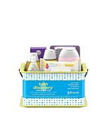 Johnson's Bath Discovery Gift Set for Parents-to-Be, Caddy with Baby Bath Time & Skin Care Essentials, Bath Kit Includes Baby Body Wash, Shampoo, Wipes, Lotion & Diaper Rash Cream, 7 Items