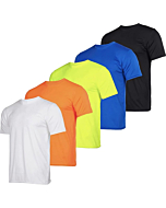 Men's Quick Dry Fit Dri-Fit Short Sleeve Active Wear Training Athletic Essentials Crew T-Shirt Fitness Gym Wicking Tee Workout Casual Sports Running Tennis Exercise Undershirt Top - 5 Pack,Set 14-XXL