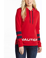 NAUTICA Women's Classic Supersoft 100% Cotton Pullover Hoodie Hooded Sweatshirt, Nautica Red, Large US