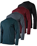 4 Pack:Mens Long Sleeve T-Shirt Workout Clothes Quick Dry Fit Gym Tee Shirt Athletic Active Performance Casual Moisture Wicking Exercise Clothing Running Cool Sport Training Undershirt Top-Set 2,L