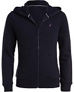 Nautica Girls' Little Fleece Full-Zip Hoodie Sweatshirt, Navy, 4