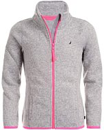 Nautica girls Fleece Full-zip Jacket Sweater, Grey Heather, 12 14 US