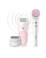 Braun Epilator, Hair Removal for Women, SE5-895, Includes Shaver and Facial Cleansing Exfoliator Brush Attachments, Waterproof, Cordless and Rechargeable