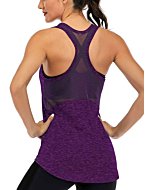 ICTIVE Workout Tank Tops for Women Sleeveless Yoga Tops for Women Mesh Racerback Tank Tops Muscle Tank Workout Tops for Women Backless Running Tank Tops Activewear Gym Tops Dark Purple XL