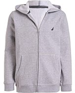 Nautica Boys' Little School Uniform Polar Fleece Zip-Up Hoodie, Light Grey, 4