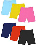 Resinta 6 Pack Dance Shorts Girls Bike Short Breathable and Safety (Yellow,Orange,Navy,Black,Light Blue,Pink)