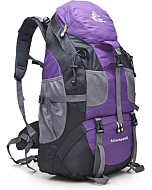 50L Lightweight Water Resistant Hiking Backpack,Outdoor Sport Daypack Travel Bag for Climbing Camping Touring (Purple - No Shoe Compartment)