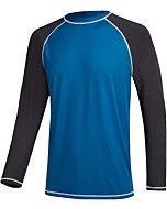 Men's Long Sleeve Swim Shirts Rashguard UPF 50+ UV Sun Protection Shirt Athletic Workout Running Hiking T-Shirt Swimwear Peacock Blue+Charcoal Gray M