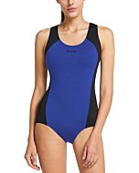 BALEAF Women's Conservative Athletic Racerback Splice One Piece Training Swimsuit Swimwear Bathing Suit Navy Blue/Black 32