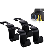 Amooca Car Seat Headrest Hook 4 Pack Hanger Storage Organizer Universal for Handbag Purse Coat fit Universal Vehicle Car Black S Type