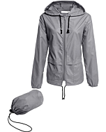 Raincoat for Women Lightweight Waterproof Travel Rain Jackets Packable Outdoor Hooded Windbreaker Rain Poncho(Grey M)