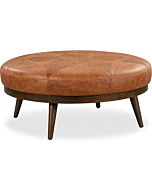 POLY & BARK Gio Modern Leather Ottoman Pouf (Cognac Tan)