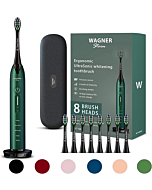 Wagner & Stern Ultrasonic whitening Toothbrush with Pressure Sensor. 5 Brushing Modes and 4 Intensity Levels with 3D Sliding Control, 8 Dupont Bristles, Premium Travel Case.