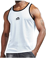 AIMPACT Mens Athletic Shirts Gym Bodybuilding Tank Tops Work Out Quick Drying Sleeveless(White M)