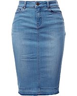 A2Y Slim Fit Rayon Knee Length Back Slit Denim Jean Pencil Skirt Light Navy 3XL