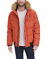 Tommy Hilfiger Men's Arctic Cloth Quilted Snorkel Bomber Jacket, Orange, X-Large