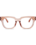 SOJOS Oversized Square Anti Blue Light Blocking Glasses for Women Thick Computer Eyeglasses Double Metal Studs SJ5053 with Crystal Pink Frame/Anti-Blue Light Lens