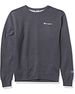 Champion Men's Powerblend Fleece Crew, Left Chest Script, Granite Heather, MEDIUM