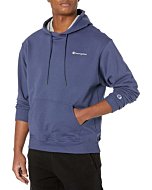 Champion Men's Powerblend Fleece Pullover Hoodie, Left Chest Script, Navy-Y08160, MEDIUM