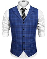 COOFANDY Men's Business Suit Vest Slim Fit Twill Dress Waistcoat for Wedding Party Dinner (Medium, blue)