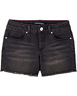 Calvin Klein Girls' Boyfriend Fit Stretch Denim Shorts, Noire/Cut Off, 14