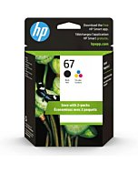 Original HP 67 Black/Tri-color Ink Cartridges (2-pack) | Works with HP DeskJet 1255, 2700, 4100 Series, HP ENVY 6000, 6400 Series | Eligible for Instant Ink | 3YP29AN