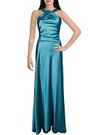 Stunning Calvin Klein Women's Halter Neck Gown featuring a beautifully draped neckline and an alluring open back.