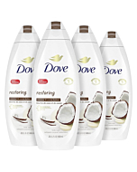 Dove Purely Pampering Body Wash for Dry Skin Coconut Butter and Cocoa Butter Effectively Washes Away Bacteria While Nourishing Your Skin 22 oz, 4 count