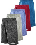 Liberty Imports 5-Pack Big Boys Youth Quick Dry Athletic Performance Basketball Shorts with Pockets (Edition 4, Youth Large)