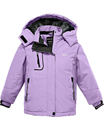 Wantdo Girl's Mountain Ski Fleece Jacket Waterproof Winter Warm Raincoats Light Purple 10/12