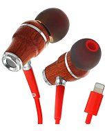 Symphonized Wired Earbuds for iPhone with Microphone – Apple Headphones with Lightning Connector – Noise Isolating Corded Ear Buds with Mic – Wood Earphones for iPhone 13/12/11/XS/XR/X/8/7/SE (Red)