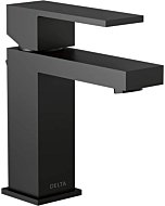 Delta Faucet Modern Matte Black Bathroom Faucet Single Hole, Matte Black Single Hole Bathroom Faucet, Bathroom Sink Faucet, Black Vanity Faucet, Drain Assembly, Matte Black 567LF-BLGPM-PP