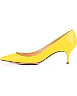 Axellion Pumps for Women, Kitten Heel Pumps Pointed Toe Shoes Slip-On High Heel for Dress Office Yellow Size 6 US