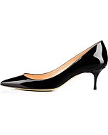 Axellion Pumps for Women, Kitten Heel Pumps Pointed Toe Shoes Slip-On High Heel for Dress Office Black Size 6 US