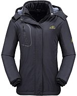 Women's Waterproof Ski Jacket Fleece Windproof Mountain Winter Snow Jacket Warm Outdoor Sports Rain Coat with Removable Hood U220WCFY029,Darkgrey,XL