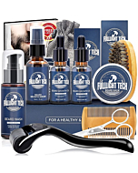 Beard Growth Kit,Beard Grooming Kit,Beard Kit W/Beard Roller,Beard Growth Oil,Beard Wash, Beard Balm,Comb,Brush,Shaving Scissors,Bag,E-book,Stocking Stuffers Birthday Gifts for Fathers Dad Men Him