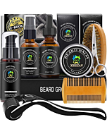 Beard Growth Kit,w/Beard Roller,Beard Growth Oil,Beard Serum,Balm,Comb,Brush,Hair Removal Razor Strops Scissor,Bag,EBook,Beard Care Grooming Kit Christmas Stocking Stuffers Gifts for Men Him Husband