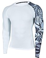 HUGE SPORTS Wildling Series UV Protection Quick Dry Compression Rash Guard(White Tiger,L)