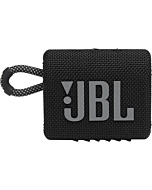 JBL Go 3 portable Bluetooth speaker in black color, front view.